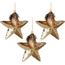 (Star Gold 15cm, 3) Christmas Hanging Decorations Gold Velvet Foam Pendants Xmas Gift Tree Ornaments
