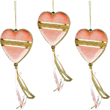 (Heart Pink 11x26cm, 3) Christmas Hanging Decorations Pink Velvet Foam Pendants Xmas Gift Tree Ornaments