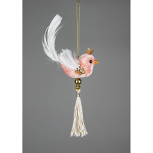 (Bird Pink 7x13cm, 1) Christmas Hanging Decorations Pink Velvet Foam Pendants Xmas Gift Tree Ornaments