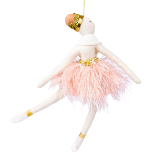 (Ballerina Pink 20cm, 1) Christmas Hanging Decorations Pink Velvet Foam Pendants Xmas Gift Tree Ornaments
