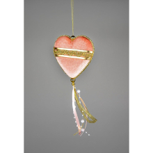 (Heart Pink 11x26cm, 1) Christmas Hanging Decorations Pink Velvet Foam Pendants Xmas Gift Tree Ornaments