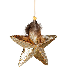 (Star Gold 15cm, 1) Christmas Hanging Decorations Gold Velvet Foam Pendants Xmas Gift Tree Ornaments
