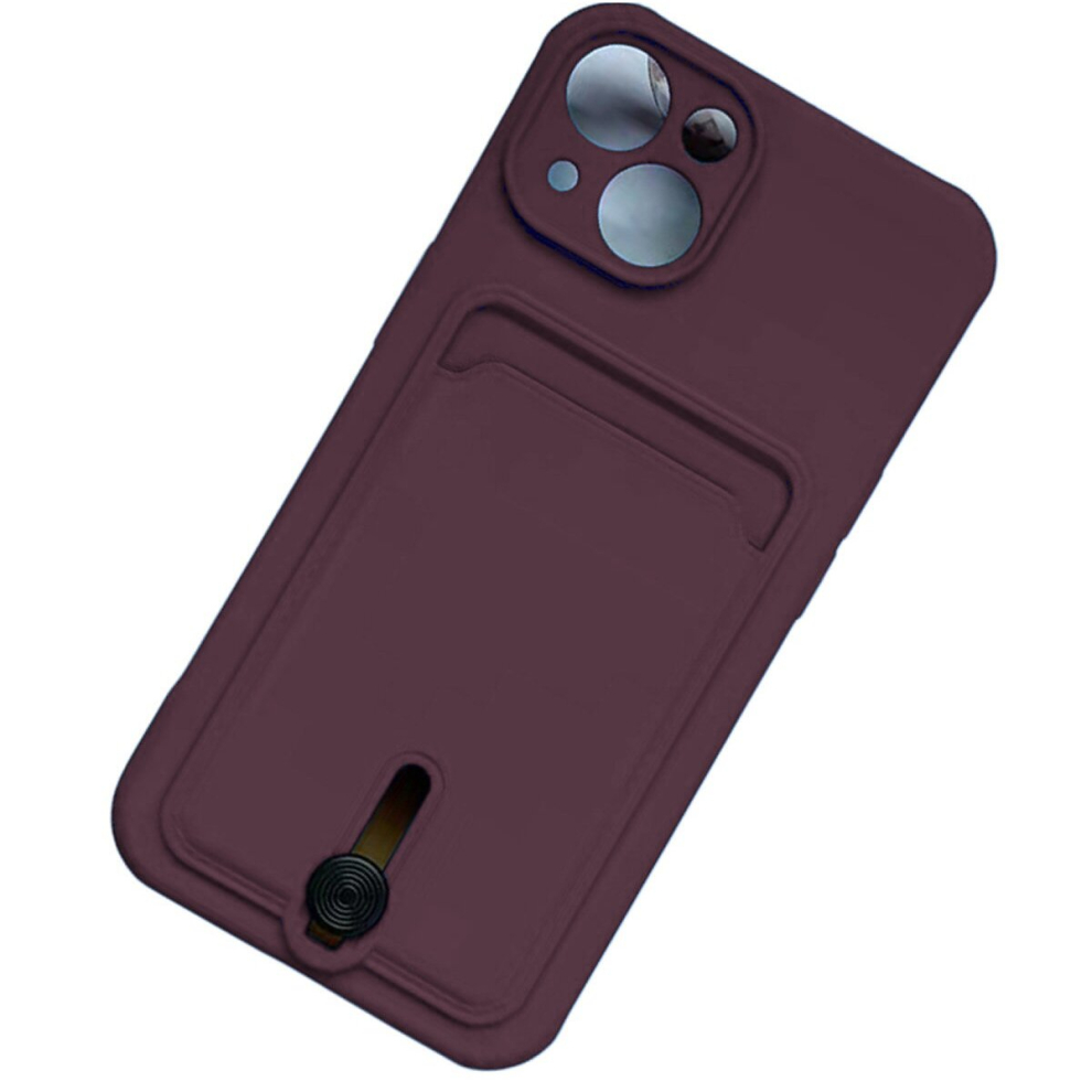 Silicone Card Holder Protection Case Compatible With Iphone 15 Plus In Plum Purple 9145584623045