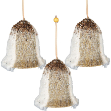 (Bell Gold 12cm, 3) Christmas Hanging Decorations Gold Velvet Foam Pendants Xmas Gift Tree Ornaments