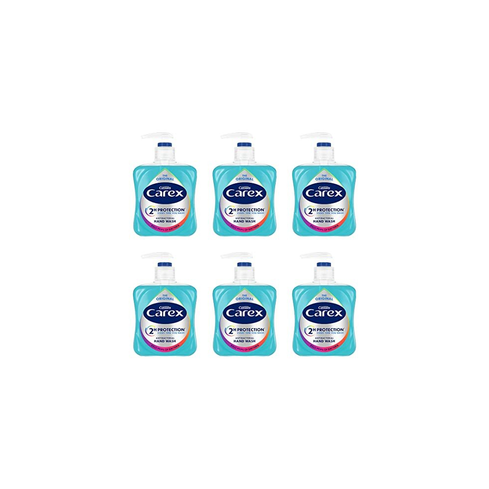 Carex Original Antibacterial Hand Wash, Clean & Protect Hands, Bulk Buy, Pack Of 6 X 250 Ml (Packaging May Vary)