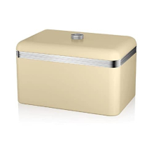 Swan SWKA1010CN Retro Bread Bin - Cream Metal, 18 Litre Capacity, Chrome Lid Handle