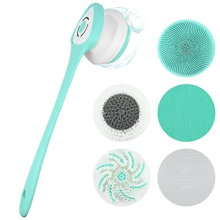 Body Brush Rechargeable, Electric Body Brush with 5 Brush Heads Set, Scrubber Shower Brush with Long Handle, Spin Skin Brush Exfoliating Brushes 3