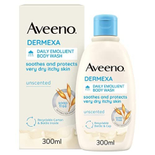 Aveeno Dermexa Daily Emollient Body Wash, Gently cleanses and Soothes, For Very Dry Itchy Also Eczema Prone Skin, 300 ml(Packaging may vary)
