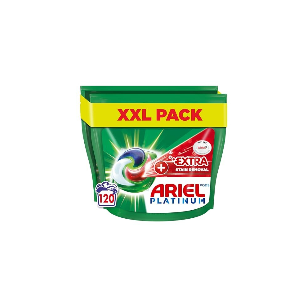 Ariel All-in-One Platinum PODS Washing Liquid Laundry Detergent Tablets / Capsules, 120 Washes (60 x 2) with Extra Stain Removal For Extra Hygiene