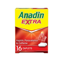 Anadin Extra Aspirin Paracetamol and Caffeine Caplets, Red, 16 count