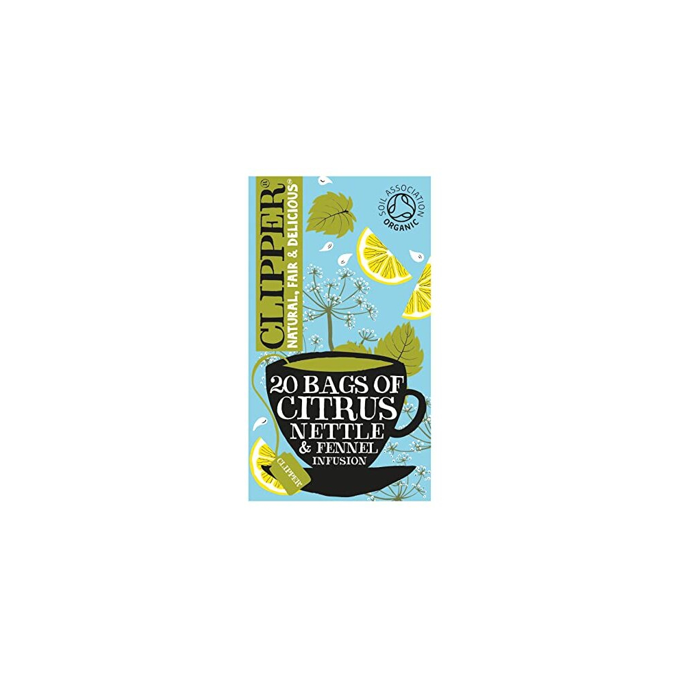 Clipper Organic Citrus, Nettle & Fennel Tea | 80 Cleanse with Benefits Infusion Teabags (4x Boxes of 20) | Bulk Buy, Home & Catering | Caffeine-Free