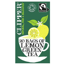 Clipper Organic Lemon Green Tea Bags | 120 Teabags (6x Boxes of 20) | Bulk Buy for Office, Home & Catering | Pure, Fair Trade Green Tea with Lemon |