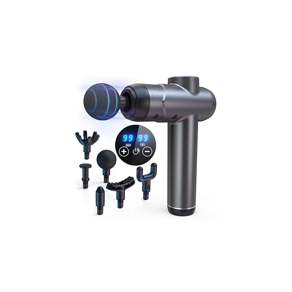 Ykgutilu Massage Gun,Massage Gun Deep Tissue,99 Speeds Powerful Percussion Massager,6 Massage Heads,LCD Touch Screen, Electric Handheld Muscle
