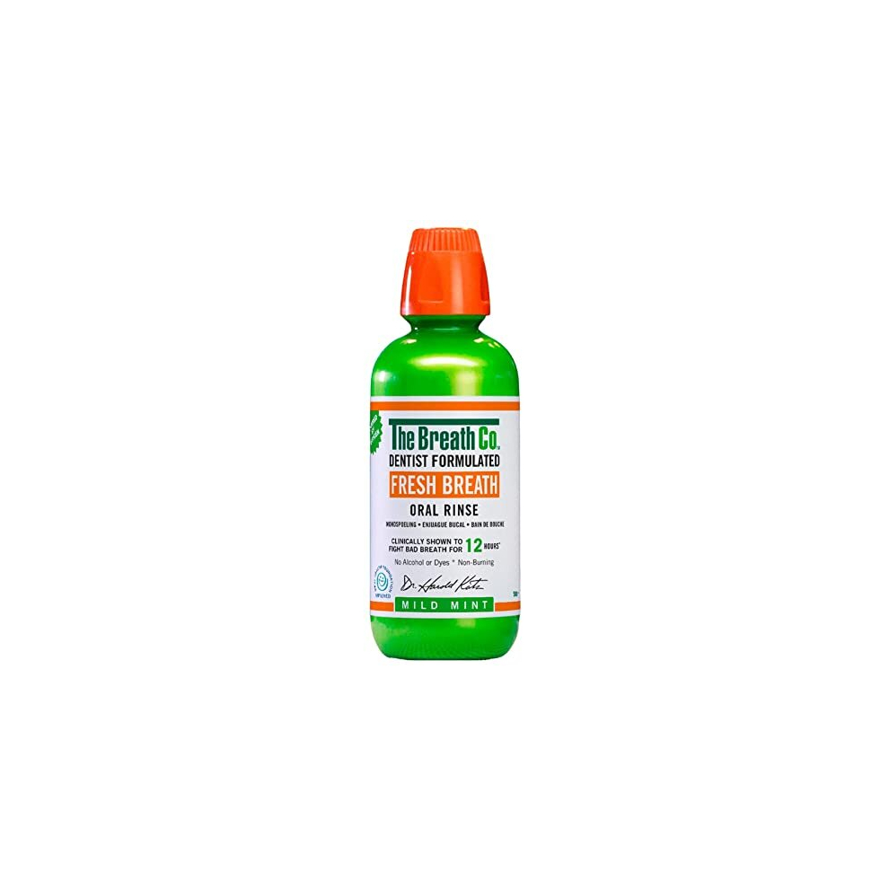 The Breath Co Alcohol Free Mouthwash - Dentist Formulated Oral Rinse for 12 Hours of Fresh Breath - Mild Mint Flavour, 500ml