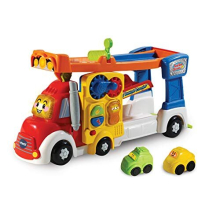 VTech Toot-Toot Drivers Big Vehicle Carrier 2-in-1 with 2 Mini Vehicles, Lights & Sounds, Fits Up to 5 Cars (521103)