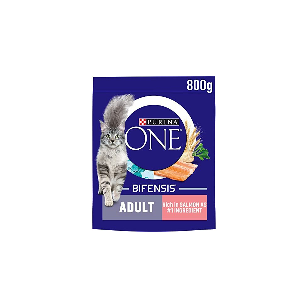 Purina One Adult Dry Cat Food Salmon and Wholegrain, 800g