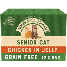James Wellbeloved Senior Grain Free Chicken in Jelly 12 Pouches, Hypoallergenic Wet Cat Food, Pack of 1 (12 x 85 g)