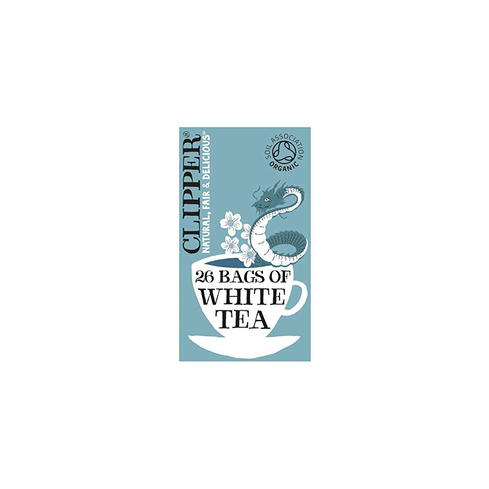 Clipper Organic White Tea Bags | 156 Bags of White Tea from China (6 x Boxes of 26) | Bulk Buy for Home & Catering | Herbal Tea Bags | Natural,