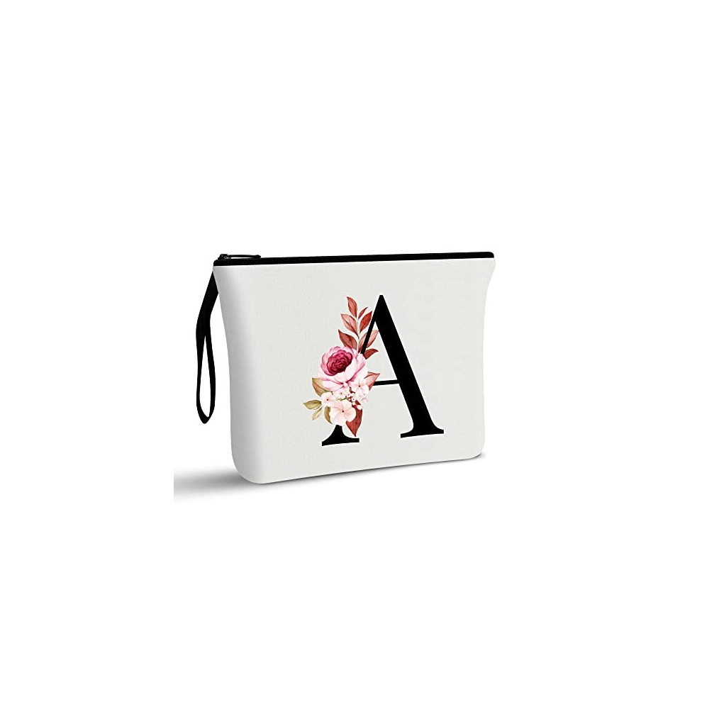 Vavabox A-Z Personalized Makeup Bag,Birthday Gifts For Women Mom,Gifts For Best Friend,Bride Bridesmaid Cosmetic Bag(A)