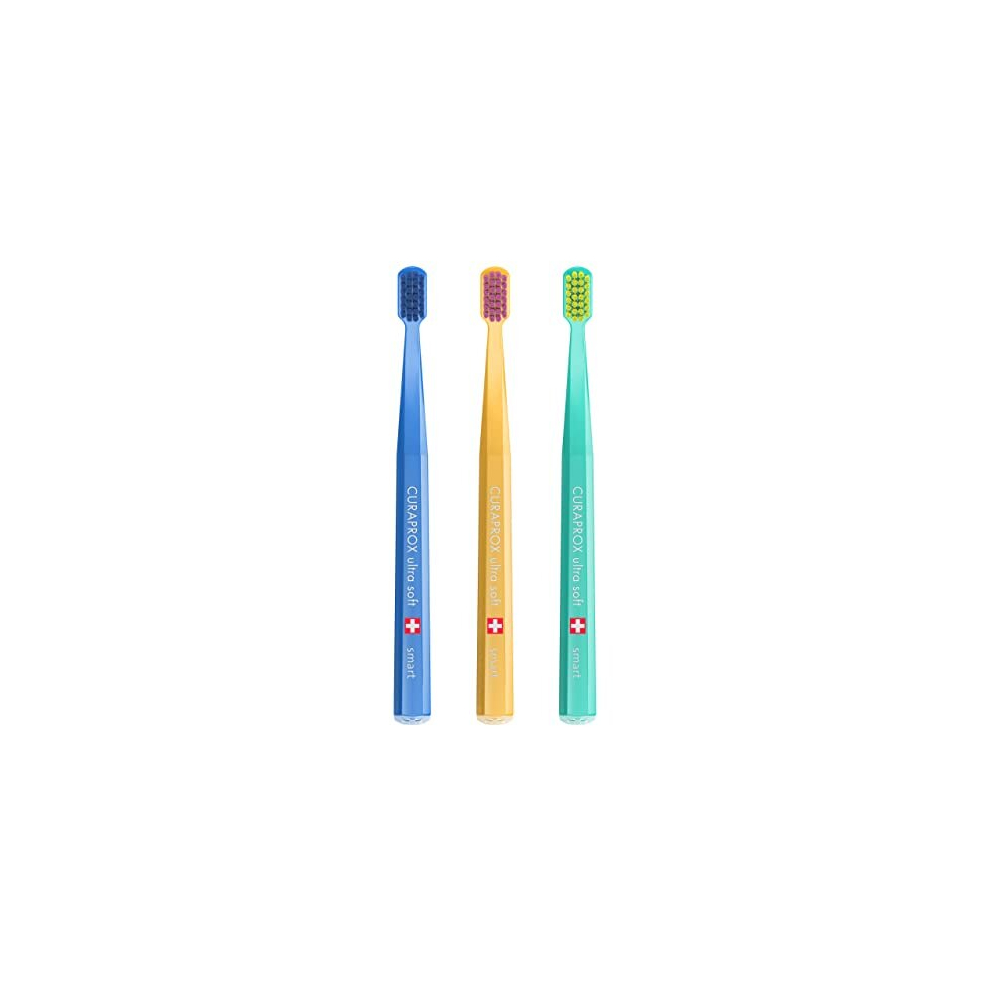 Curaprox Toothbrush CS Smart Trio Pack - 3 x Soft Small Head Toothbrush for Adults with 7600 CUREN? Filaments - Curaprox Manual Toothbrush