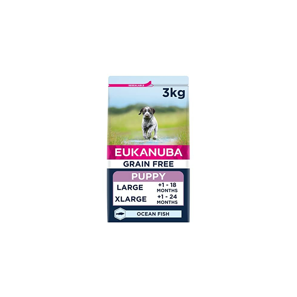 Eukanuba Free Complete Dry Dog Food For Puppy Large And Giant Breeds With Ocean Fish 3 Kg Grain