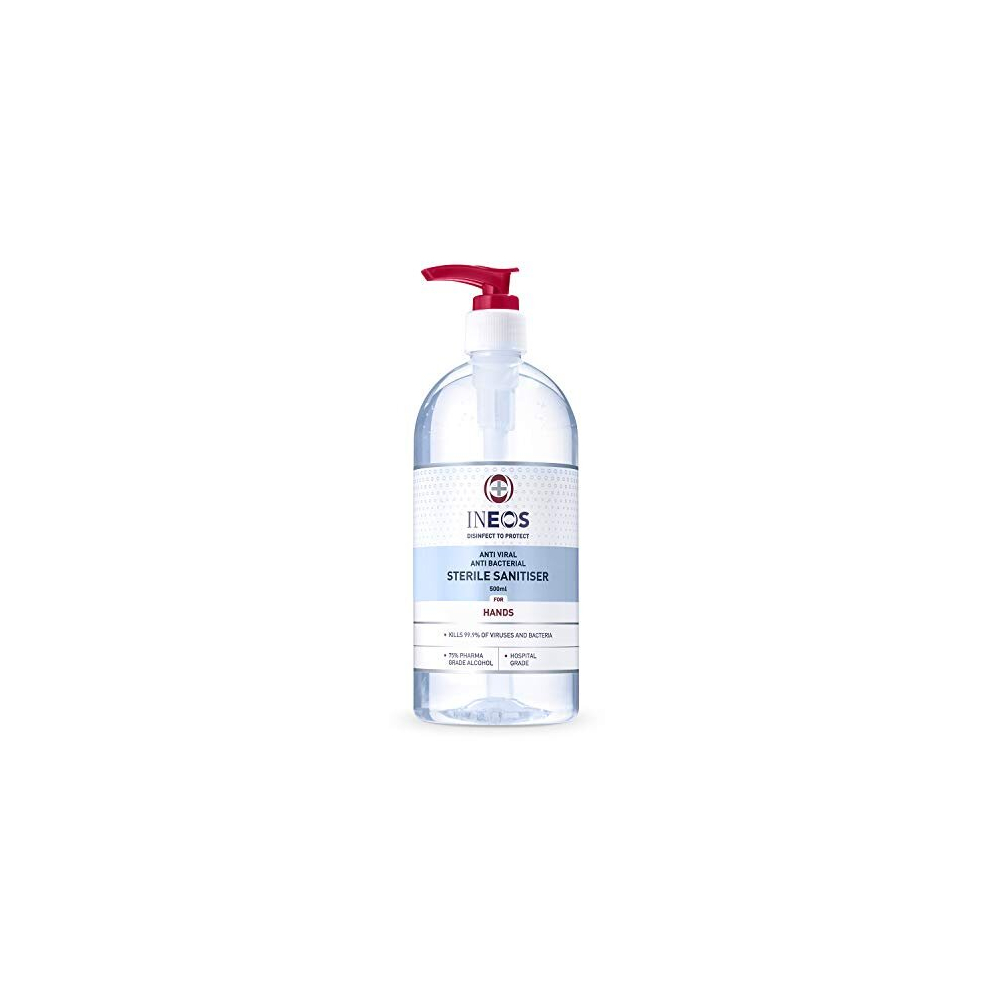 INEOS - Sanitiser Gel (500ml) - Hand Sanitiser - Hospital Grade, Effective against 99.9% of Viruses and Bacteria