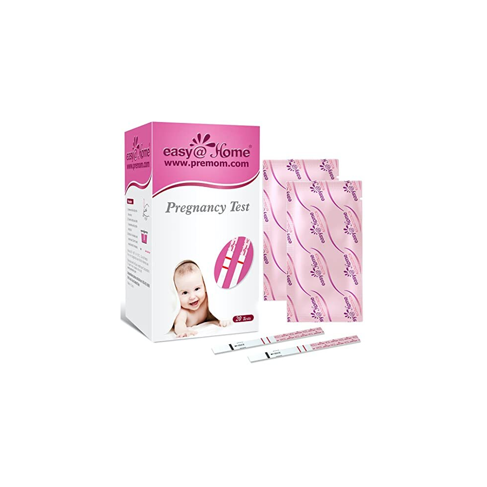 Easy@Home 20 X Pregnancy Test Strips For Early Detection 10 Miu/Ml, Fertility Test Kit, 20 Hcg Tests