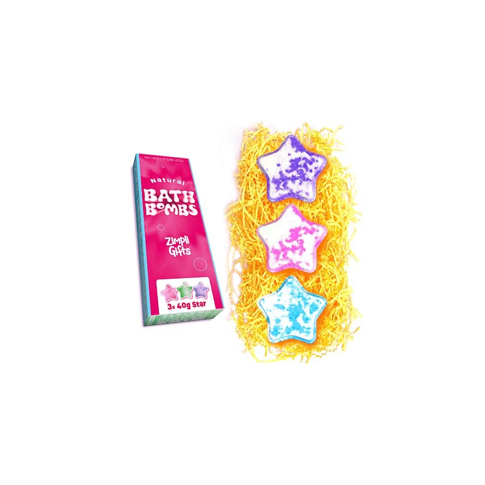 Zimpli Gifts 3 X Star Value Bath Bomb Gift Set From Luxury Rich Fizz Bath Bombs For Secret Santa Present, Christmas, Xmas, Birthday, Stocking Fillers