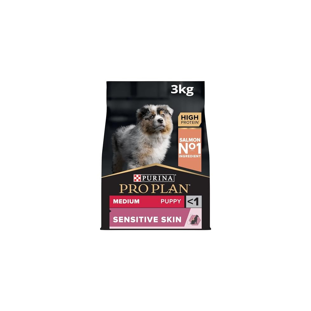 PRO PLAN? Medium Puppy Sensitive Skin Dry Dog Food with Salmon 3kg , Packaging May Vary