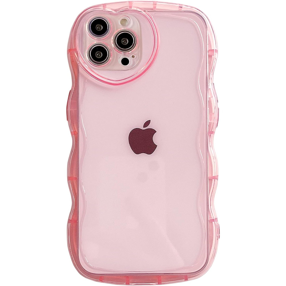 Iphone 13 Pro Max Case 6.7 Inch, Cute Clear Case With Heart Camera Frame, Wave Edge Clear Full Protection Soft Tpu Shockproof Case, Female, Pink 7770197790505