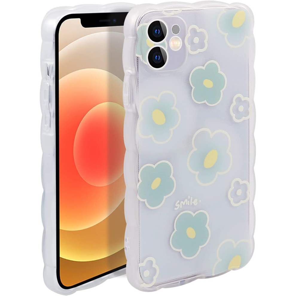 Case for iPhone 12 Mini, Soft TPU Bumper Cute Print Pattern Design Women Girls Protective Phone Cover Case for iPhone 12 Mini (5.4 inch),Green Flower-image-OPC-PCPPQQG-NEW