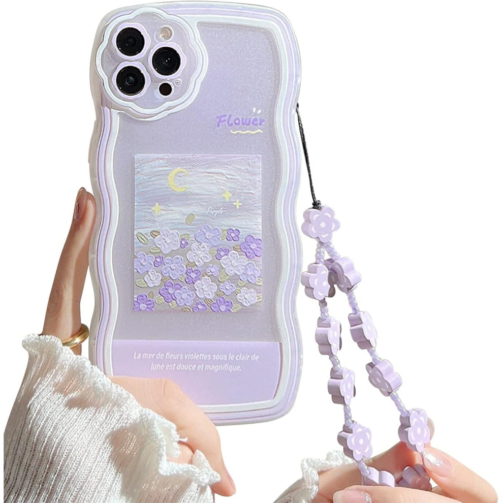 Photos - Case TIANFU Compatible with iPhone 12 Pro Max Cute Purple Floral Pattern Design Aesthetic Women Teen Girls Floral Lens  for iPhone 1 