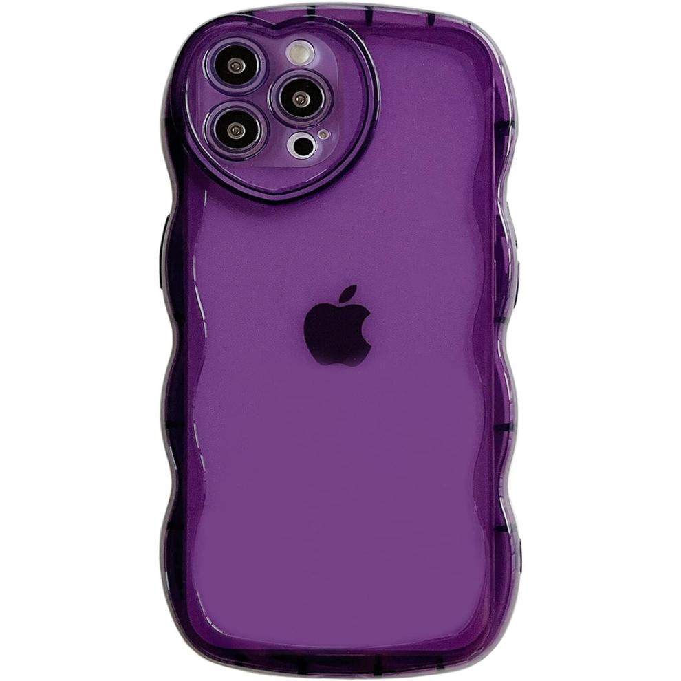 Iphone 13 Pro Max Case 6.7", Cute Clear Case With Heart Camera Frame, Wave Edge Clear Full Protection Soft Tpu Shockproof Case, Female, Purple 7770197790543