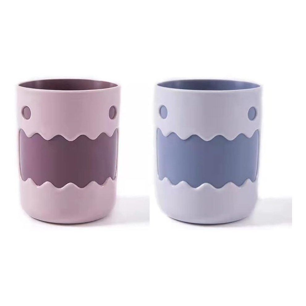 Cartoon Little Monster Two Color Bathroom Toothbrush Mug Household Cartoon Mug. (Pink Purple and White Gray)-image-OPC-PCPPQWD-NEW