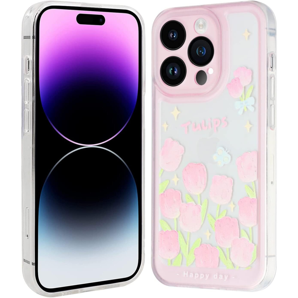 Iphone 14 Pro Max Case, Shockproof Soft Tpu Back Case Dropproof Protection Phone Case Cover For Iphone 14 Pro Max 2022 (6.7 Inch), Flowers Pink 7770197790796