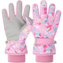 Ski Gloves for Children | Winter Ski Gloves Windproof Waterproof Warm | Thick PU Cold Weather | Outdoor Sports Snowboard Skiing for Boys and Girls-M