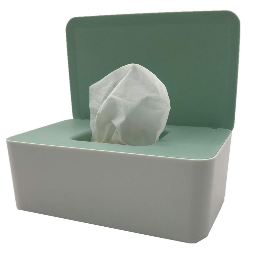 Wet Wipes Dispenser,Tissue Organizer,Wet Baby Wet Wipes Box,Baby Wet Wipes Holder With Lid For Home Office Desk,Dormitory,Kitchen(+Green) White/Green Tianfu