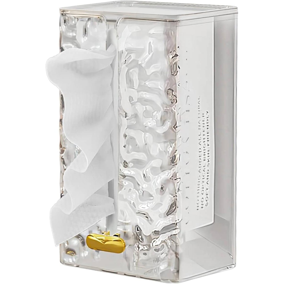 Transparent Vertical Stripe Tissue Box Holder Tissue Box Set, Living Room Bedroom Bathroom Household Tissue Box (White, Small)-image-OPC-PCPPR9S-NEW