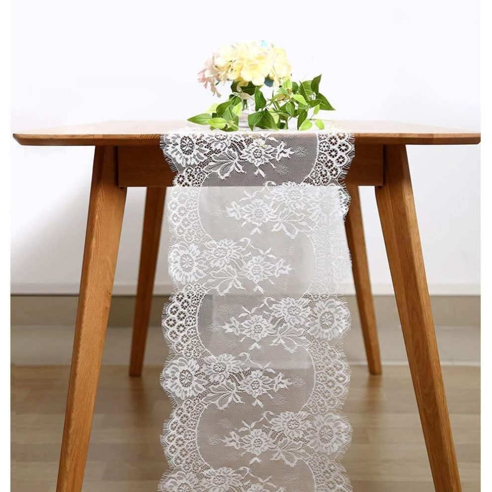 35cm x 300cm White Lace Table Runner, Chair Belt, Wedding Table Decorations, Party Decorations-image-OPC-PCPPRFK-NEW