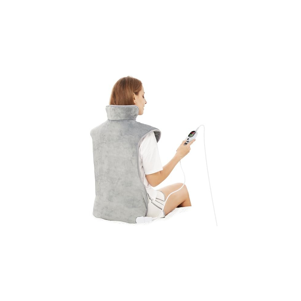 Mia&Coco Electric Heating Pad For Back Pain Relief, Neck And Shoulders (60X100cm) Fast-Heat Heated Warmer With Waist Strap, 6 Heat Levels, Auto-Off Timer,