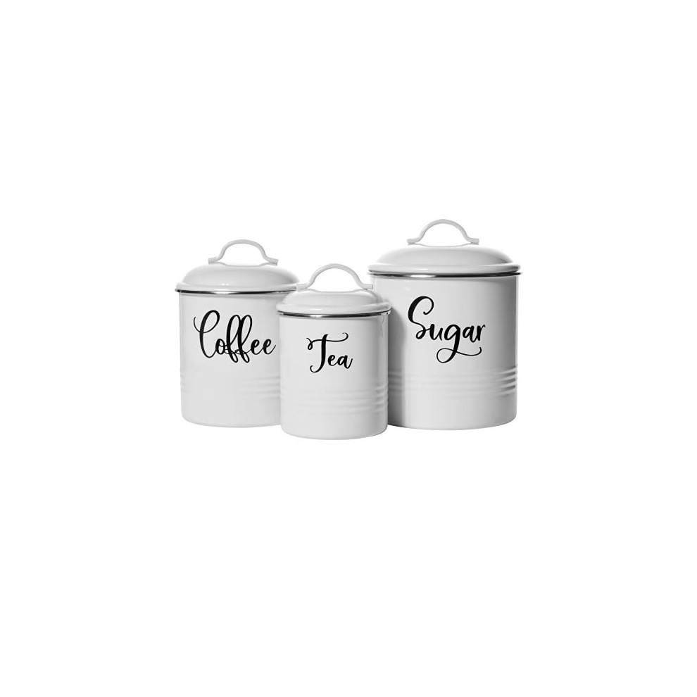 Home Acre Designs Set of 3 White Kitchen Storage Canisters Airtight Coffee Sugar Tea Canisters