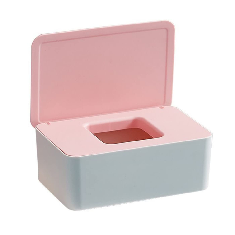 Wet Wipes Dispenser,Tissue Organizer,Wet Baby Wet Wipes Box,Baby Wet Wipes Holder With Lid For Home Office Desk,Dormitory,Kitchen,Bathroom-+ White/Pink Tianfu