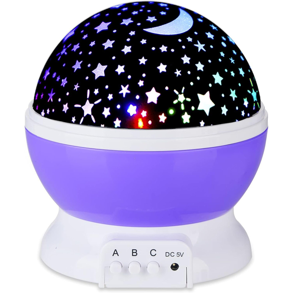 Night For Kids, Moon Star Projector - Usb Cable, 360 Degree Rotation, Romantic Night Ing For Baby Kids- Light/Purple Tianfu