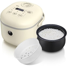 Rice Cooker 2L with Steamer, 6 Rice Cooking Functions with Brown Rice, Steam, Porridge,Soup, Preset and Keep Warm, Multifunctional 350W Electric Mini