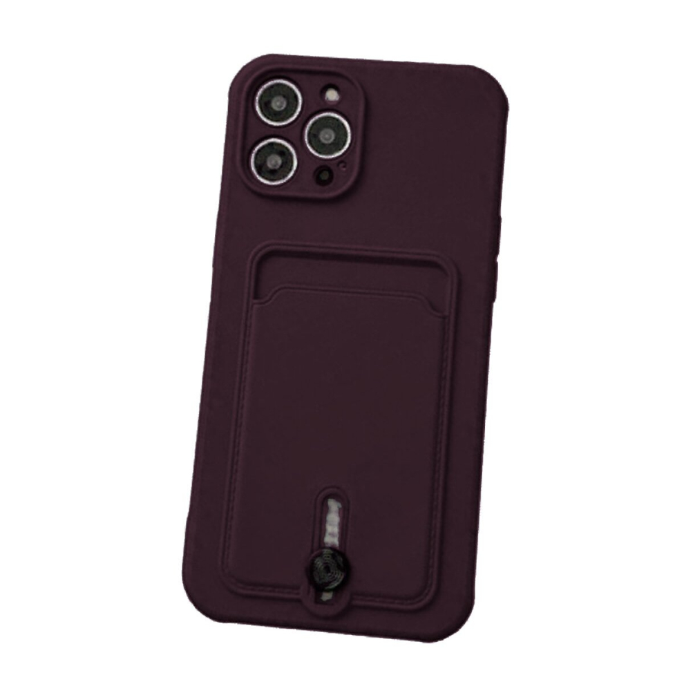 Silicone Card Holder Protection Case Compatible With Iphone 15 Pro Max In Plum Purple 9145584623144