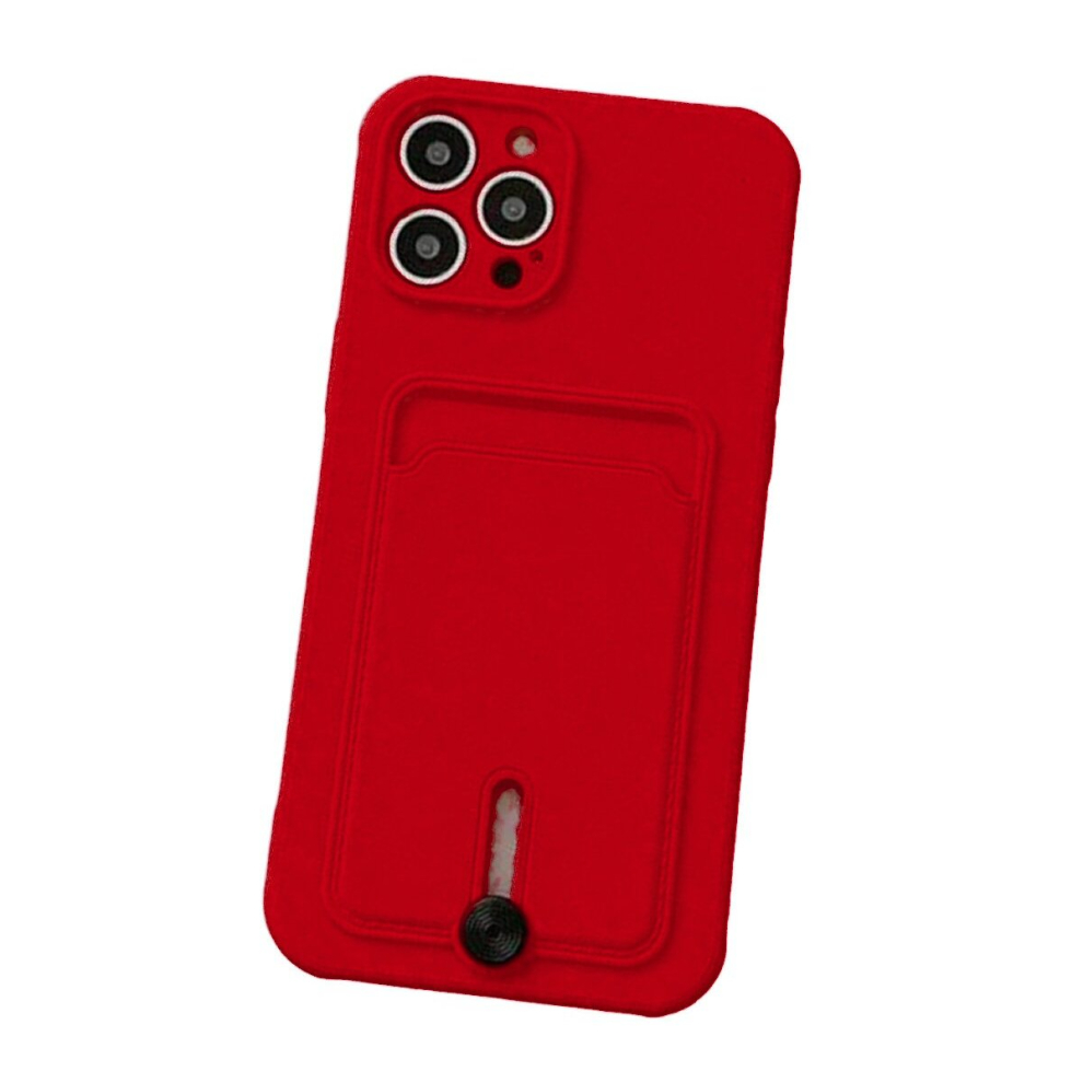 Silicone Card Holder Protection Case Compatible With Iphone 15 Pro Max In Red 9145584623199