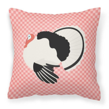 Royal Palm Turkey Pink Check Fabric Decorative Pillow - 18 x 18 in.