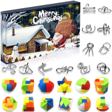 (A) 24 Grids Christmas Advent Calendar Puzzle Toy Magic Trick Props Gift Boxes Decor