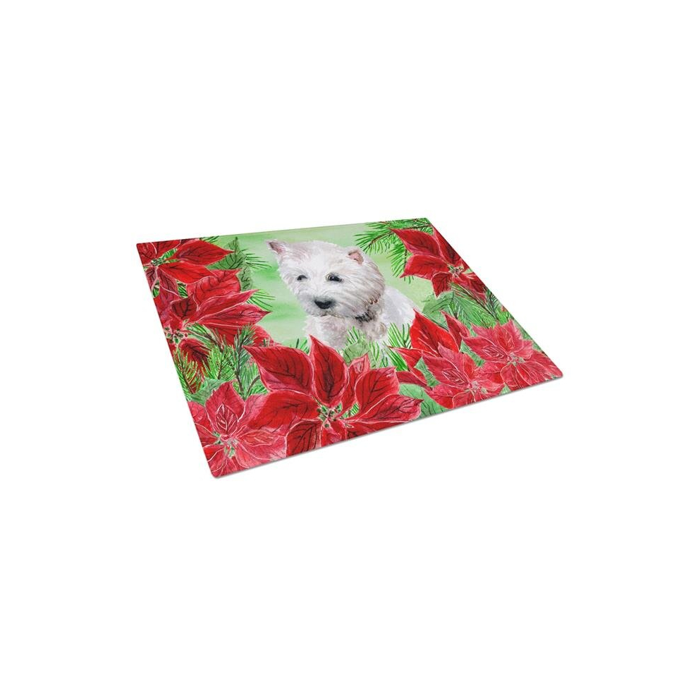 Westie Poinsettas Glass Cutting Board, Large-image-OPC-PCPQWPK-NEW