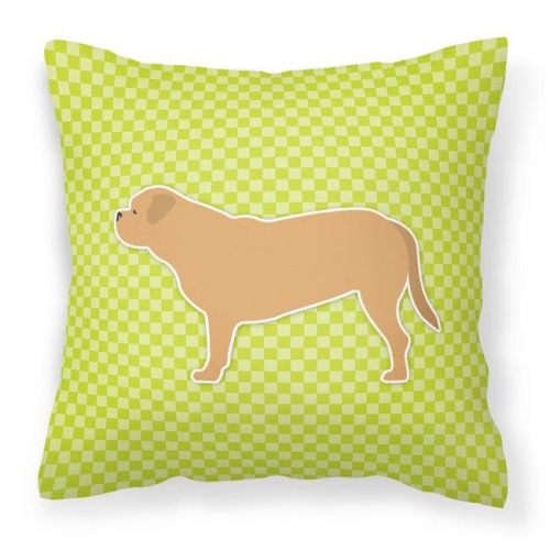 Dogue de Bordeaux Checkerboard Green Fabric Decorative Pillow